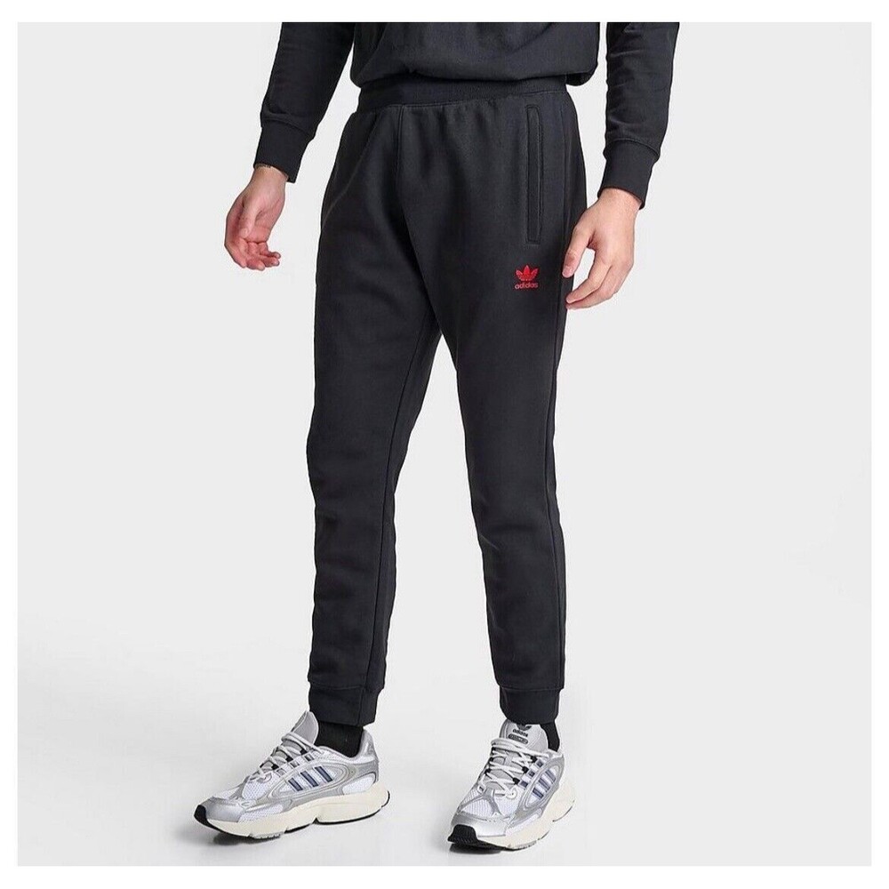MEN'S ADIDAS ORIGINALS TREFOIL ESSENTIALS SWEATPANTS BLACK SIZE LARGE BRAND NEW